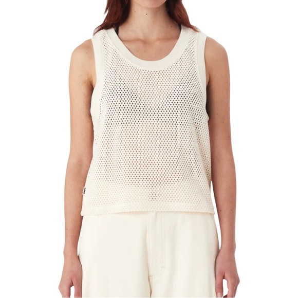 Obey Hudson Mesh Tank Top White Size S NWT | Streetwear Y2K Minimalist - Picture 2 of 10